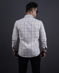 FAWN-WHITE COLOR CHECKS CASUAL SHIRT