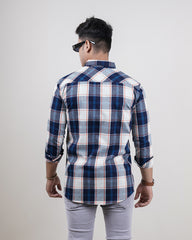 BLUE-ORANGE COLOR CHECKS CASUAL SHIRT