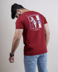 MAROON COLOR MATTER ROUND NECK T-SHIRT