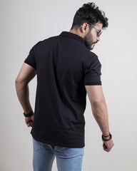 BLACK COLOR PLAIN COLLAR T-SHIRT