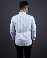 BLUE-WHITE COLOR LINING CASUAL SHIRT