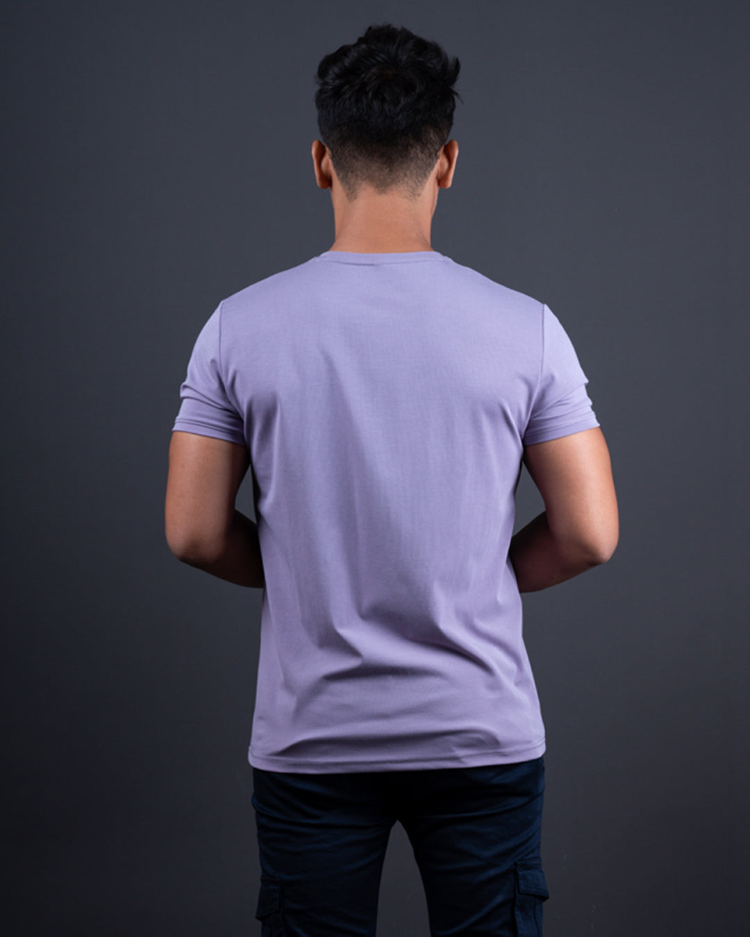 LAVENDER COLOR MATTER ROUND NECK T-SHIRT