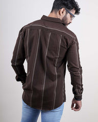 BROWN COLOR LINING CASUAL SHIRT