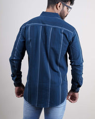 BLUE COLOR LINING CASUAL SHIRT