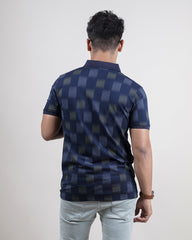 NAVY BLUE COLOR PRINTED COLLAR T-SHIRT