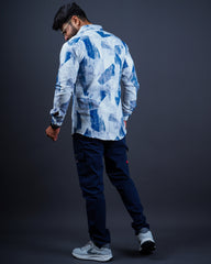 BLUE-WHITE COLOR PRINTED CASUAL SHIRT