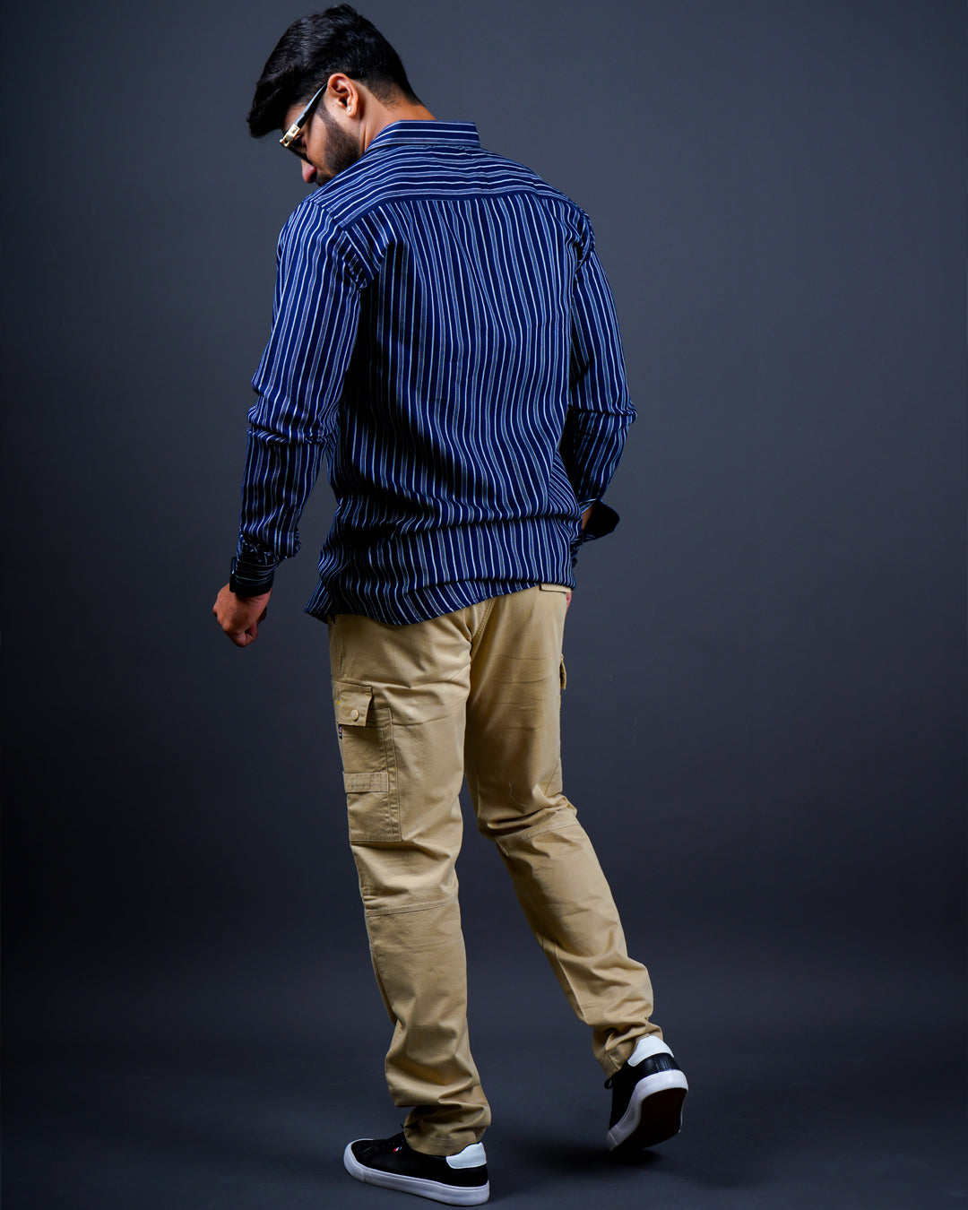 NAVY BLUE COLOR LINING CASUAL SHIRT