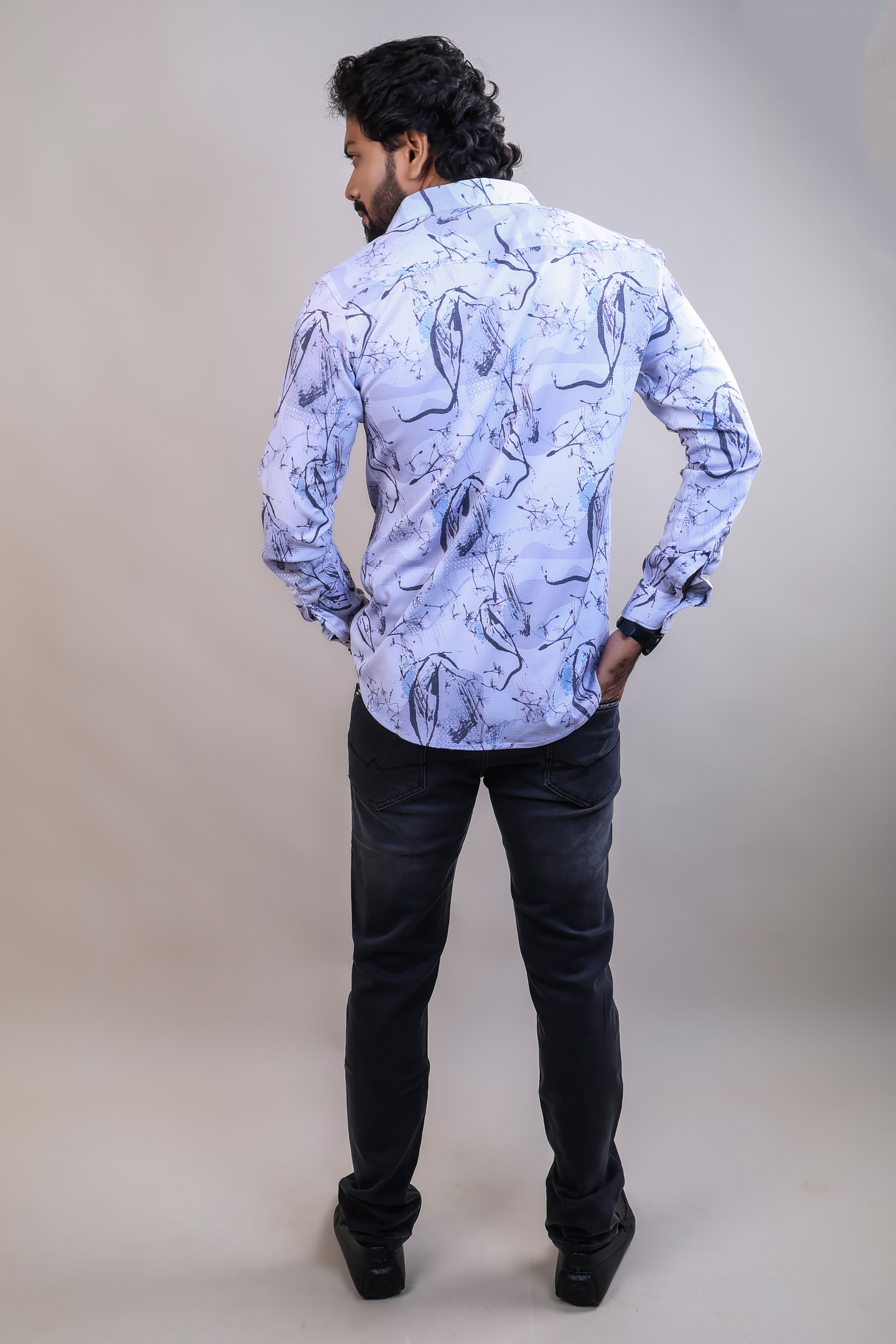 GREY COLOR PRINTED CASUAL SHIRT