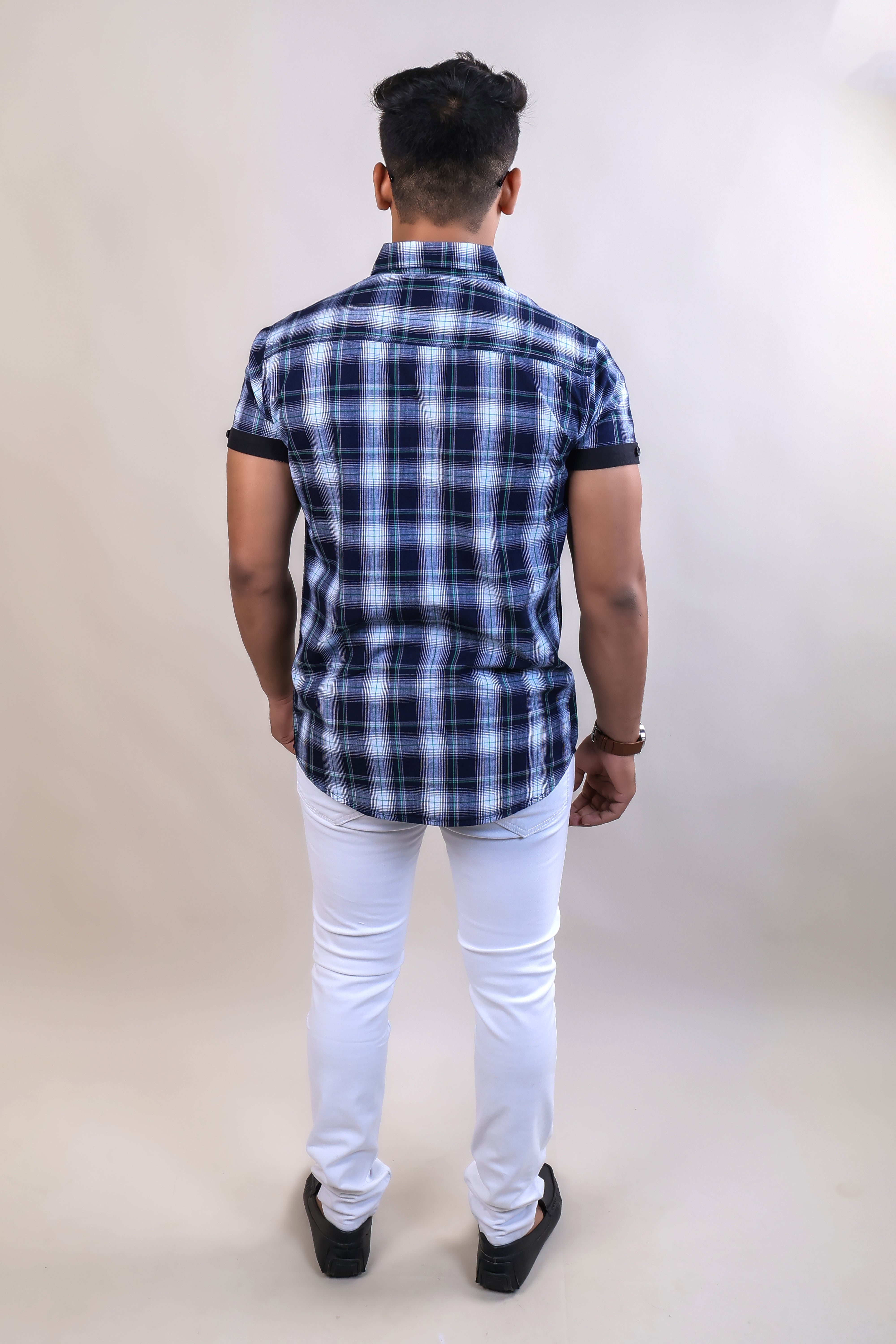 GREEN COLOR CHECKS HALF SLEEVE CASUAL SHIRT