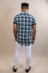 OLIVE COLOR CHECKS HALF SLEEVE CASUAL SHIRT