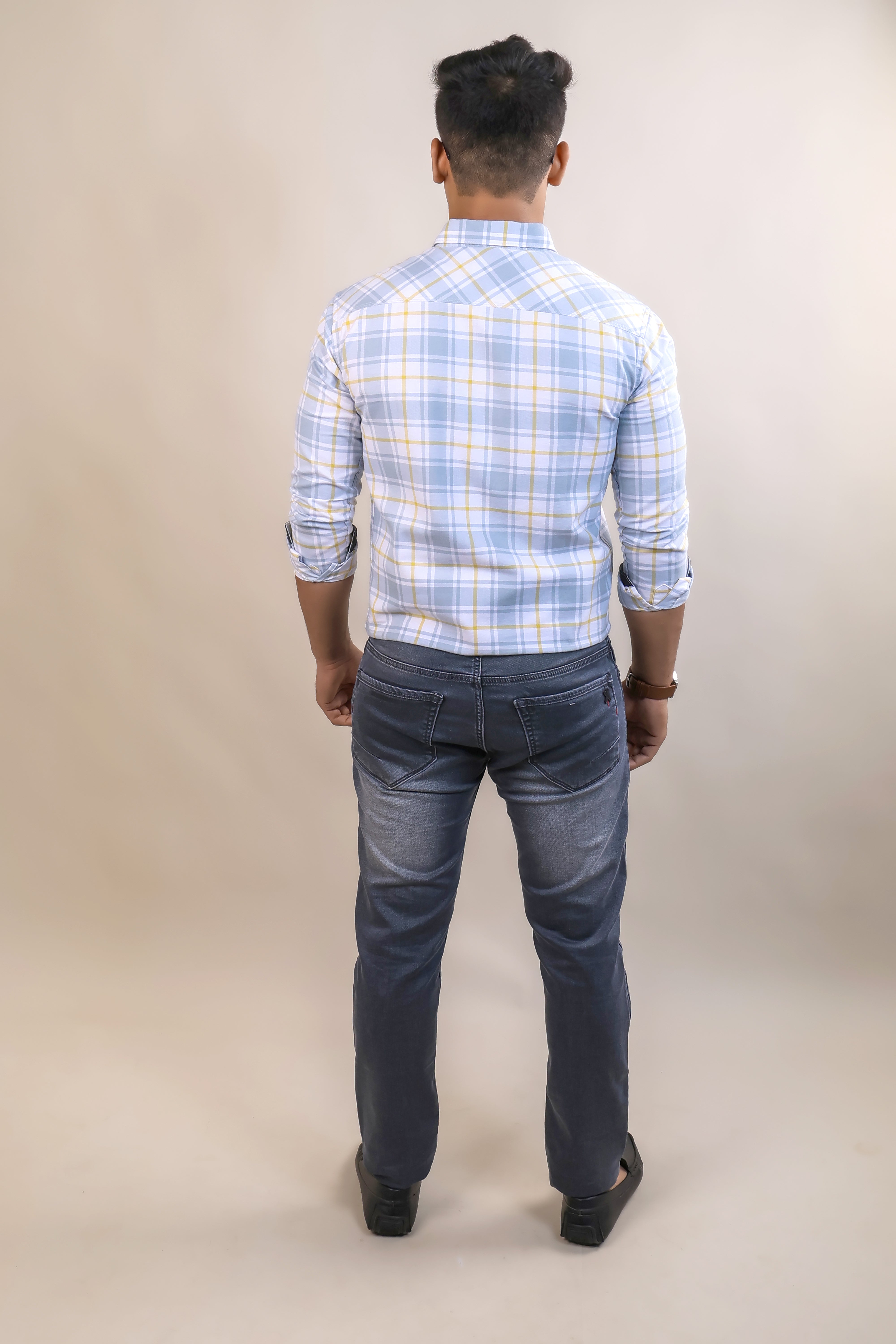 GREY COLOR CHECKS CASUAL SHIRT