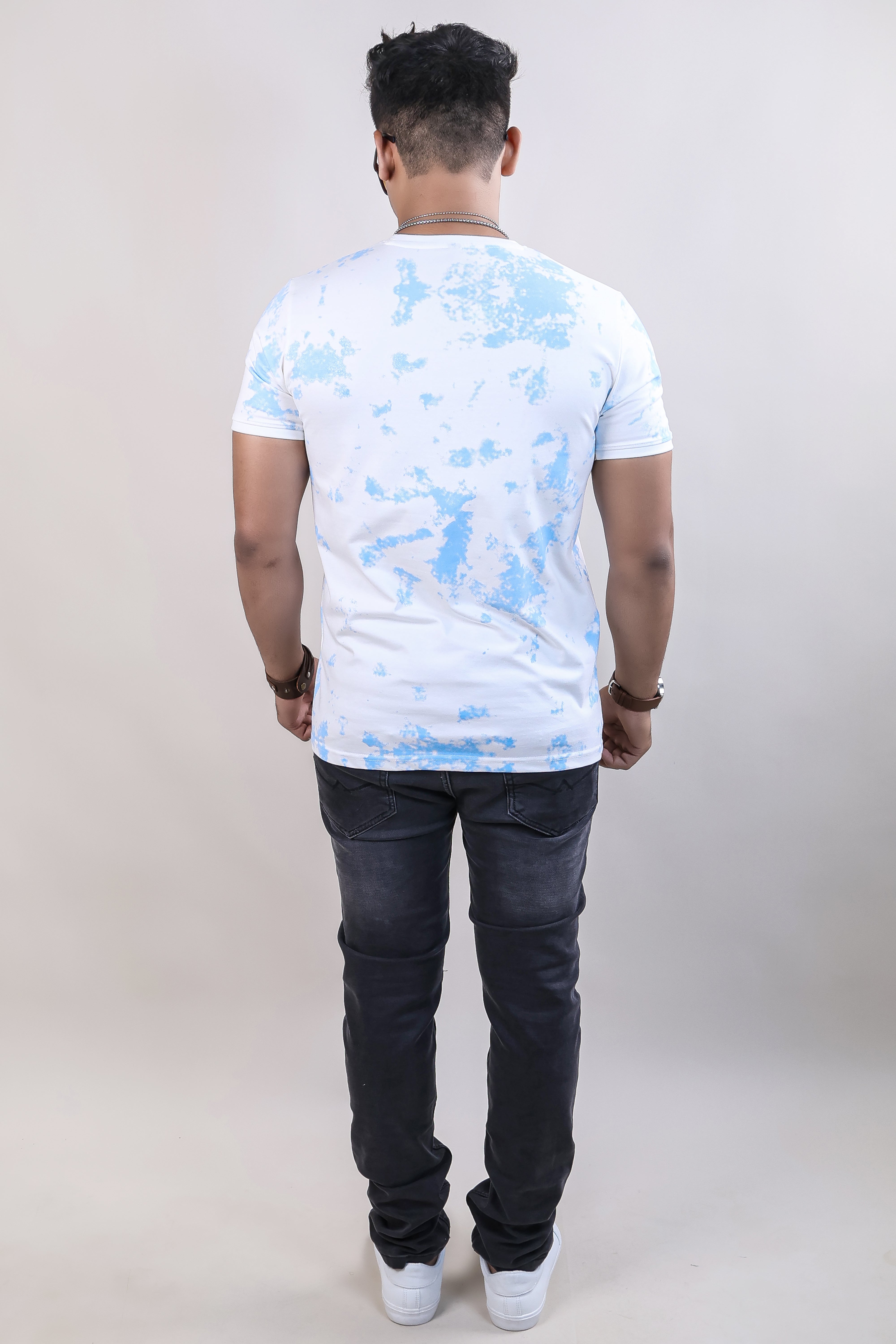 BLUE COLOR PRINTED LYCRA T-SHIRT