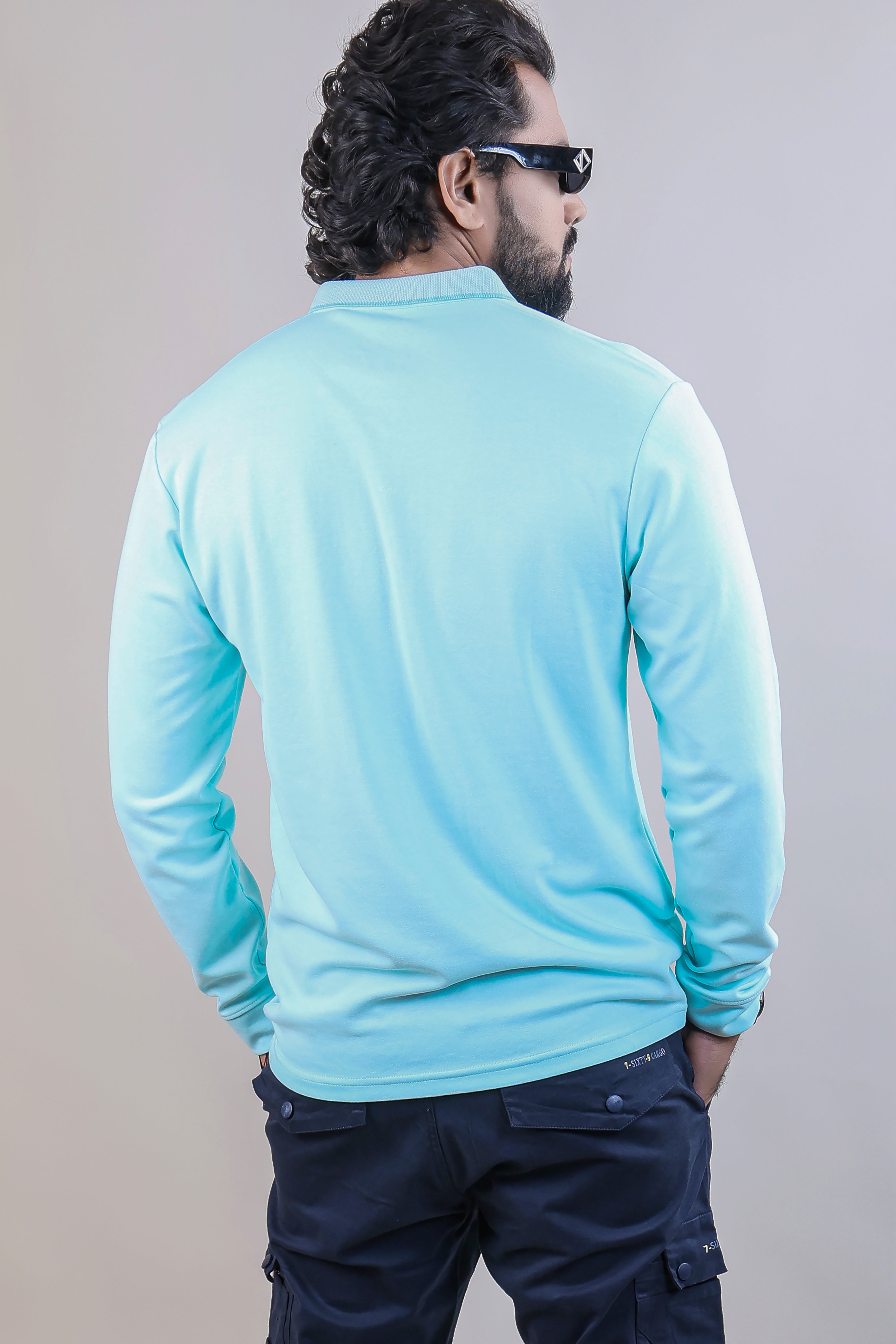 FIROZI COLOR COLLAR FULL SLEEVE PLAIN T-SHIRT