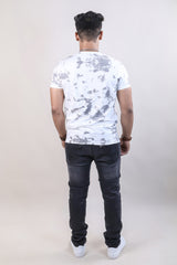 GREY COLOR PRINTED LYCRA T-SHIRT