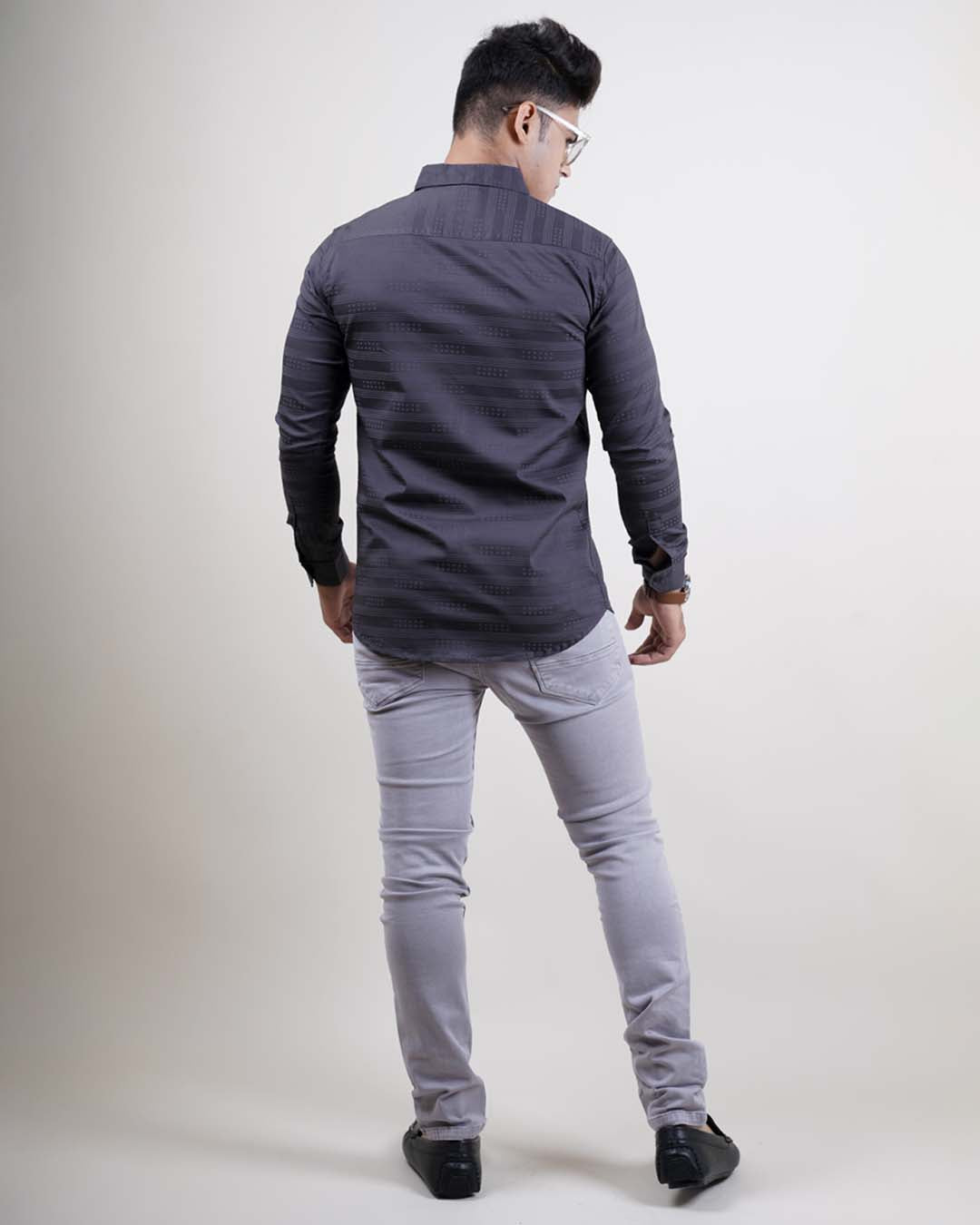 GREY COLOR LINING CASUAL SHIRT