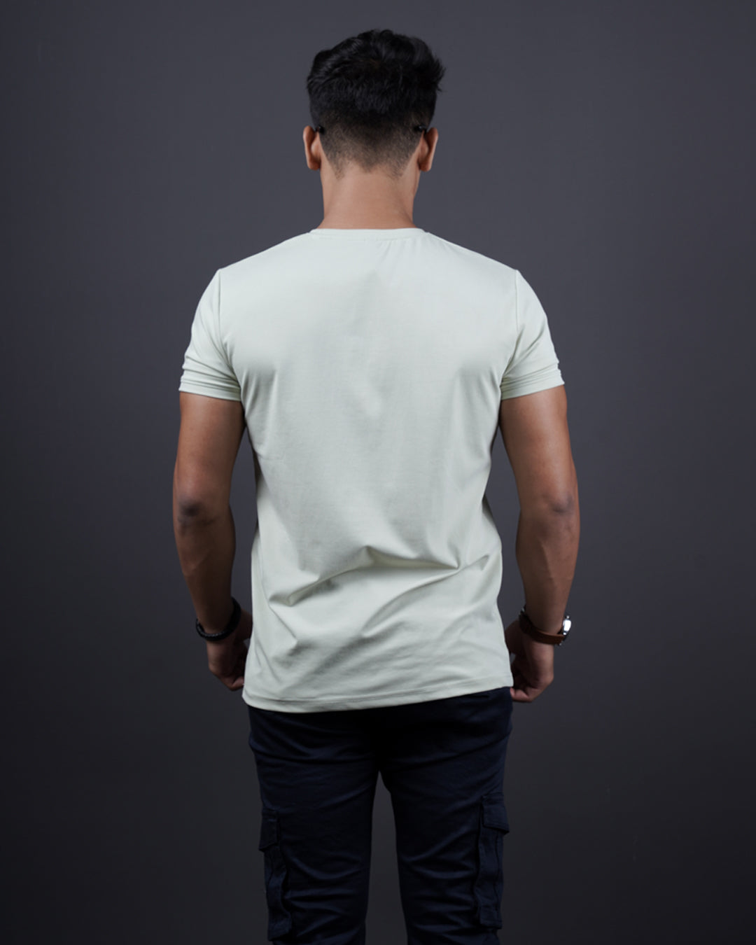 PISTA COLOR HALF SLEEVE ROUND NECK MATTER T-SHIRT