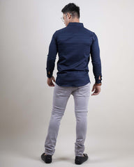 NAVY BLUE COLOR LINING CASUAL SHIRT