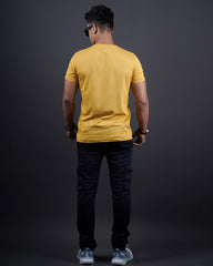 MUSTARD COLOR ROUND NECK MATTER T-SHIRT