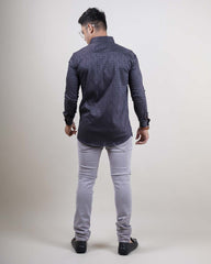 GREY COLOR PRINTED LYCRA CASUAL SHIRT