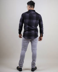 GREY-BLACK COLOR CHECKS CASUAL SHIRT