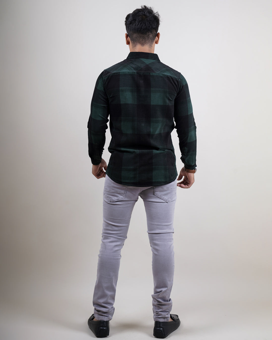 GREEN-BLACK COLOR CHECKS CASUAL SHIRT