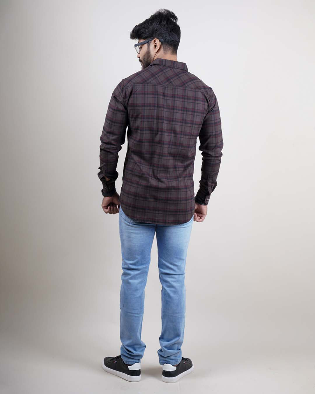 COFFEE COLOR CHECKS CASUAL SHIRT