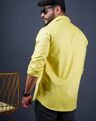 YELLOW COLOR PLAIN CASUAL SHIRT