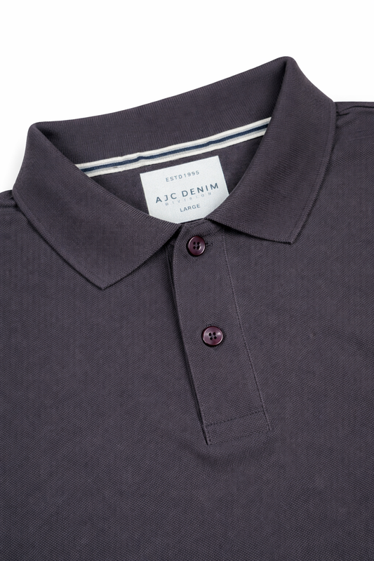 Men Dark Grey Cotton Polo T-Shirt with Pocket - Casual Short Sleeve Slim Fit 8622