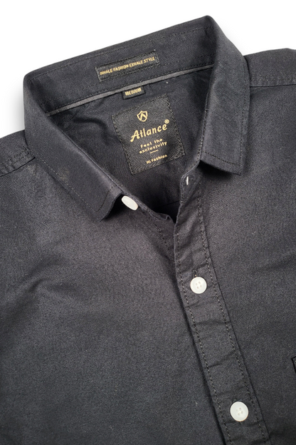 Atlance Men Premium Black Cotton Slim Fit Casual Shirt NFT-NEW