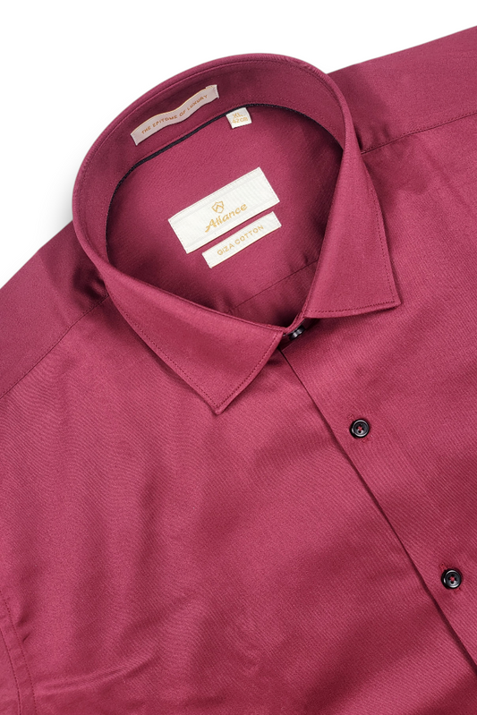 Men Solid Maroon Regular Fit Full Sleeve Formal Shirt - Atlance-FRM