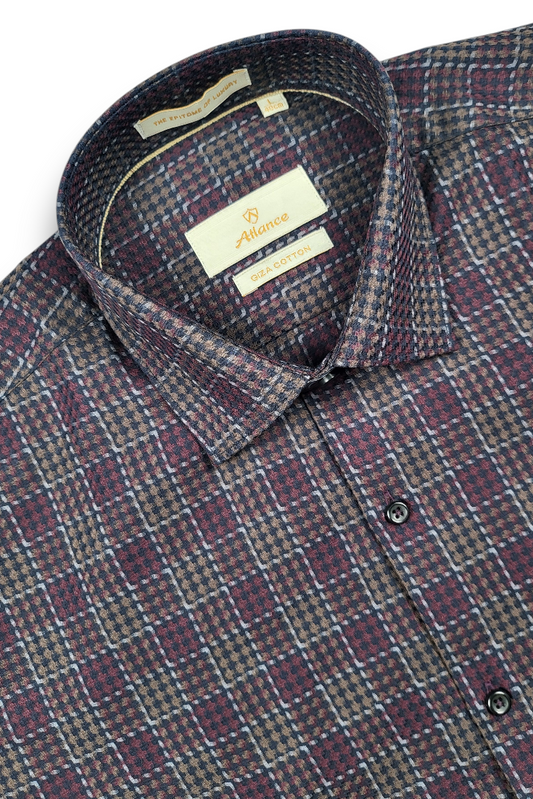 Atlance Maroon Checked Shirt - Premium Formal Wear-FRM