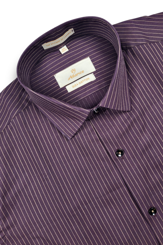 Atlance Wine Color Striped Slim Fit Shirt for Men-FRM