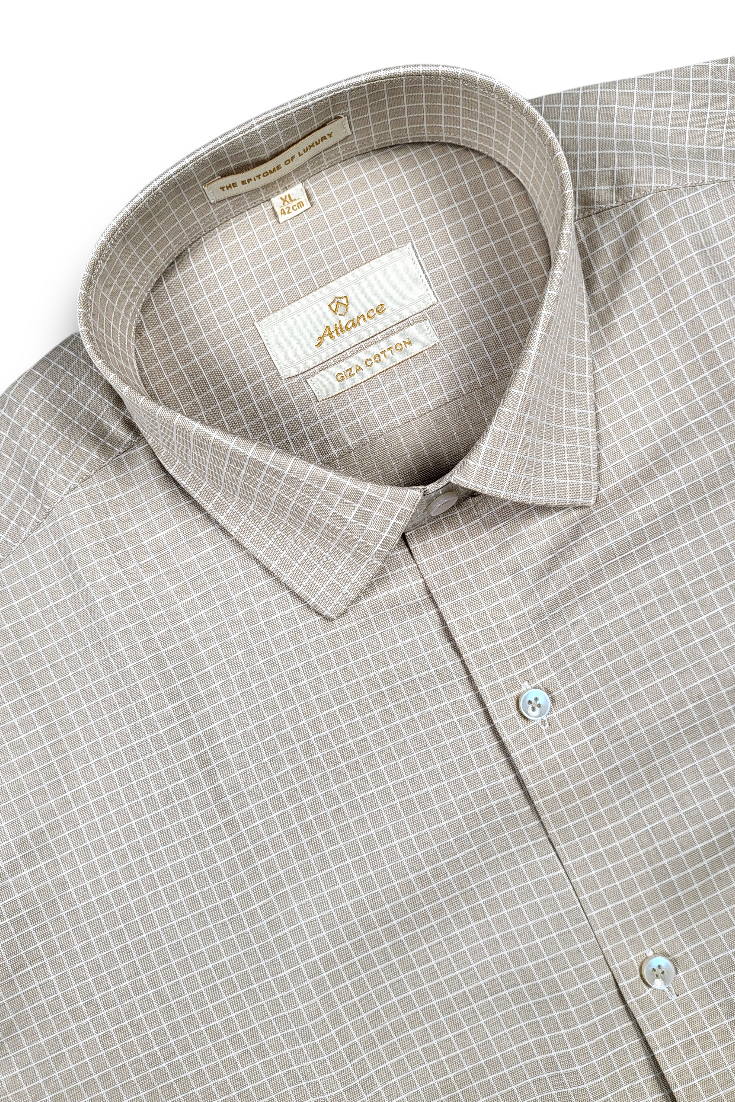Atlance Fawn Check Shirt for Men – Elegant & Trendy Formal Wear-FRMCHECKS