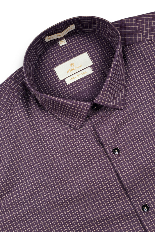 Atlance Wine Checkered Men Shirt – Formal Wear-FRM