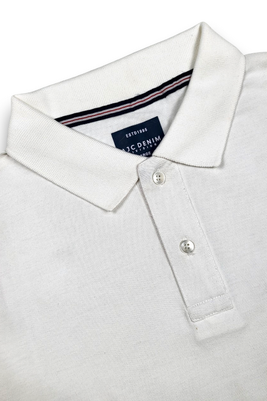 Men White Cotton Polo T-Shirt with Pocket - Casual Short Sleeve Slim Fit 8622