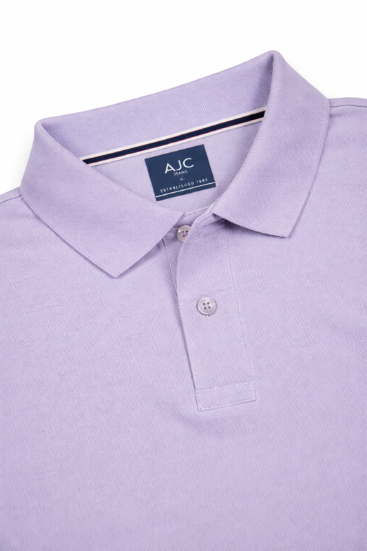 Men Lavender Cotton Polo T-Shirt with Pocket - Casual Short Sleeve Slim Fit 8622