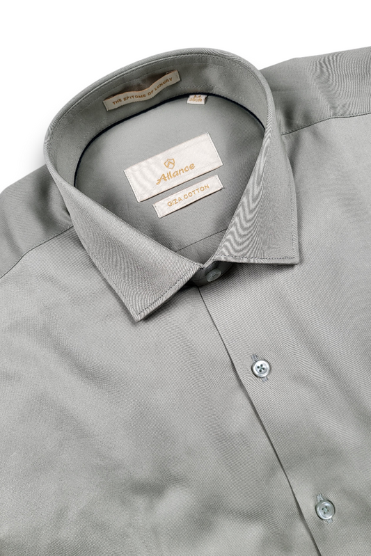 Men Sage Green Satin-Finish Formal Shirt - Premium Regular Fit | Atlance-FRM