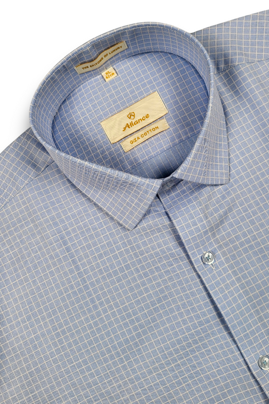 Atlance Sky Blue Check Shirt for Men – Elegant & Trendy Formal Wear-FRM