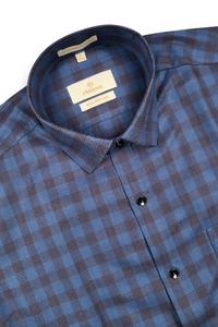 Atlance Blue & Black Micro-Check Business Formal Shirt-FRMCHECKS