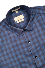 Atlance Blue & Black Micro-Check Business Formal Shirt-FRM