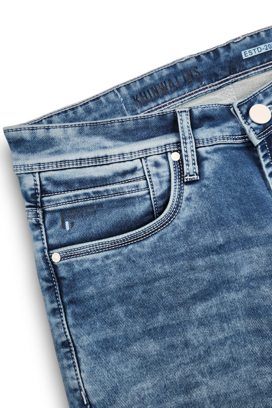 Classic Light Blue Wash Slim Fit Jeans – Comfortable Men Denim Pants 261053245