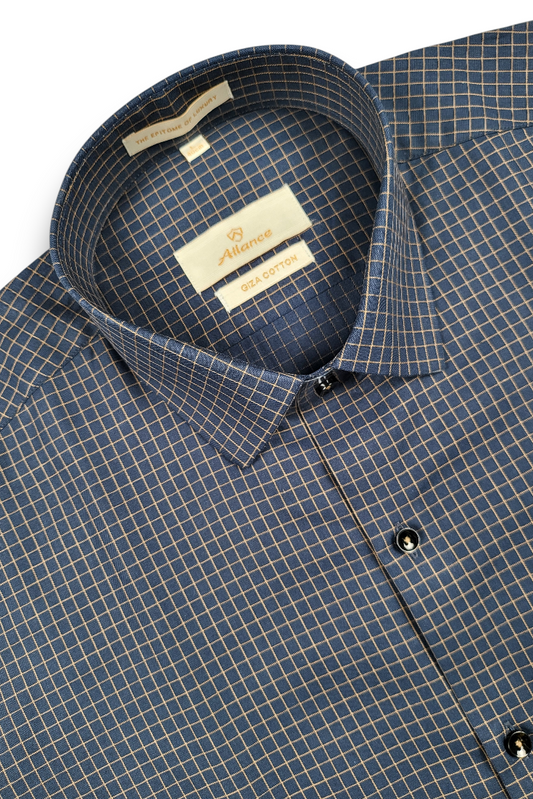 Atlance Blue Checkered Men Shirt – Formal Wear-FRM