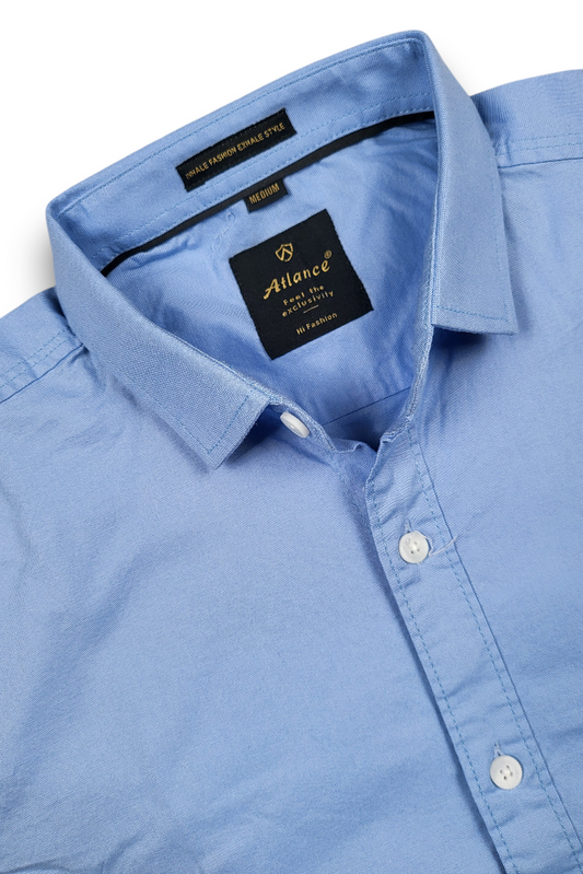 Atlance Men Premium Deep Blue Cotton Slim Fit Casual Shirt 261061504