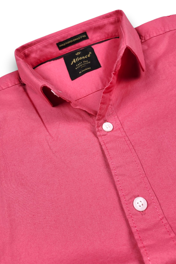 Atlance Men Premium Pink Cotton Slim Fit Casual Shirt NFT