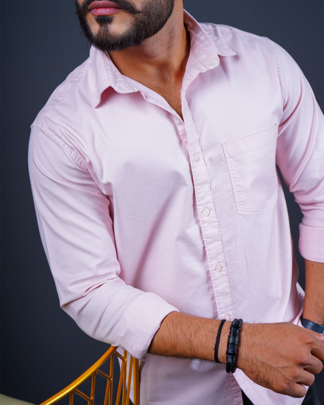 Pink color color plain casual shirt shirt for casual wear.