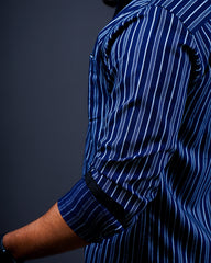 NAVY BLUE COLOR LINING CASUAL SHIRT