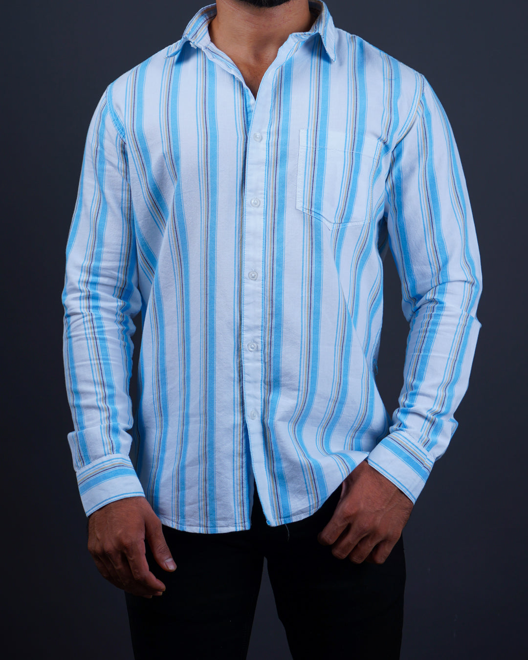 Skyblue color color lining cotton casual shirt shirt for casual wear.