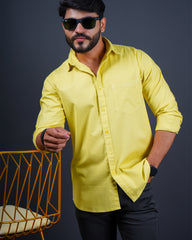 YELLOW COLOR PLAIN CASUAL SHIRT