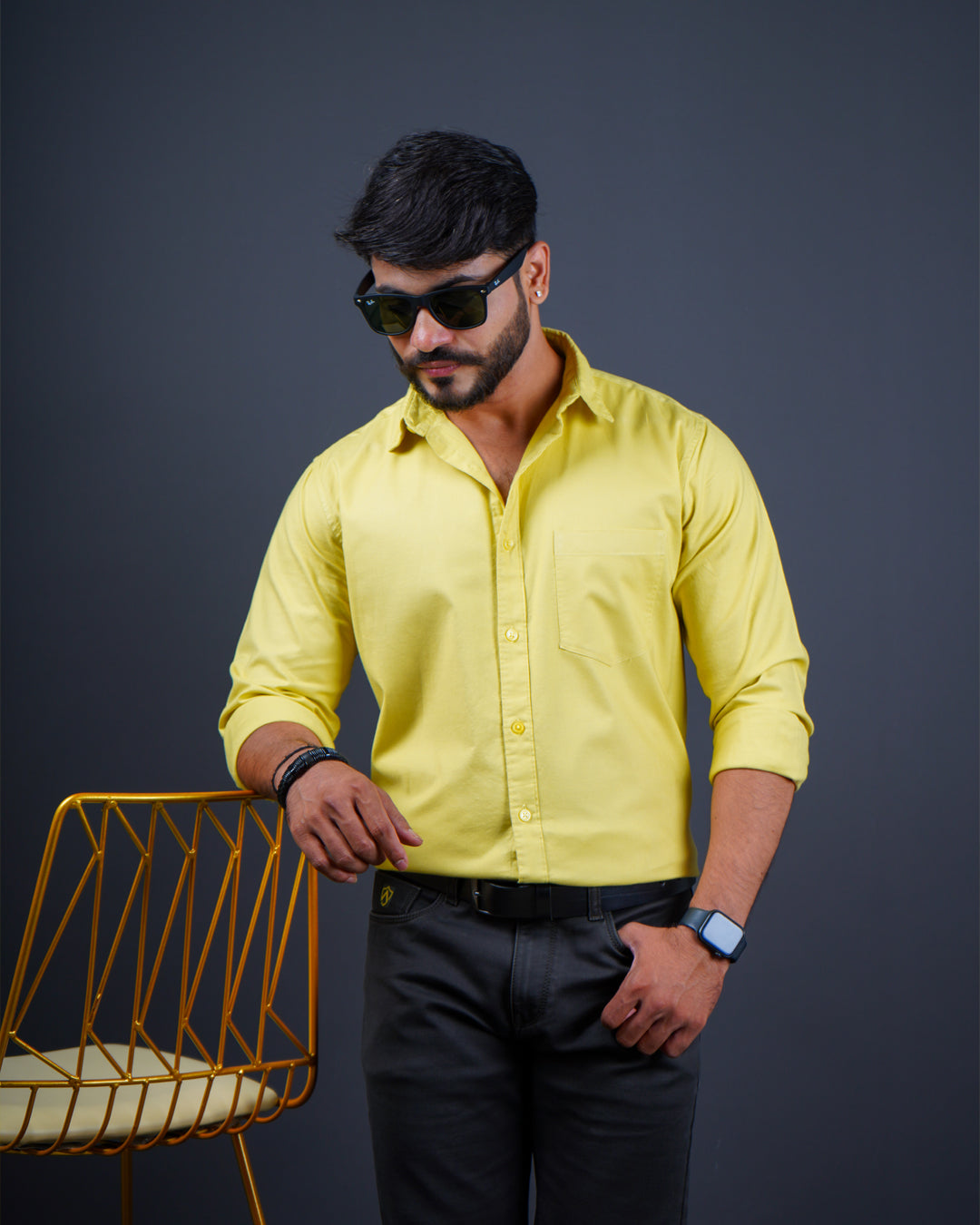 YELLOW COLOR PLAIN CASUAL SHIRT