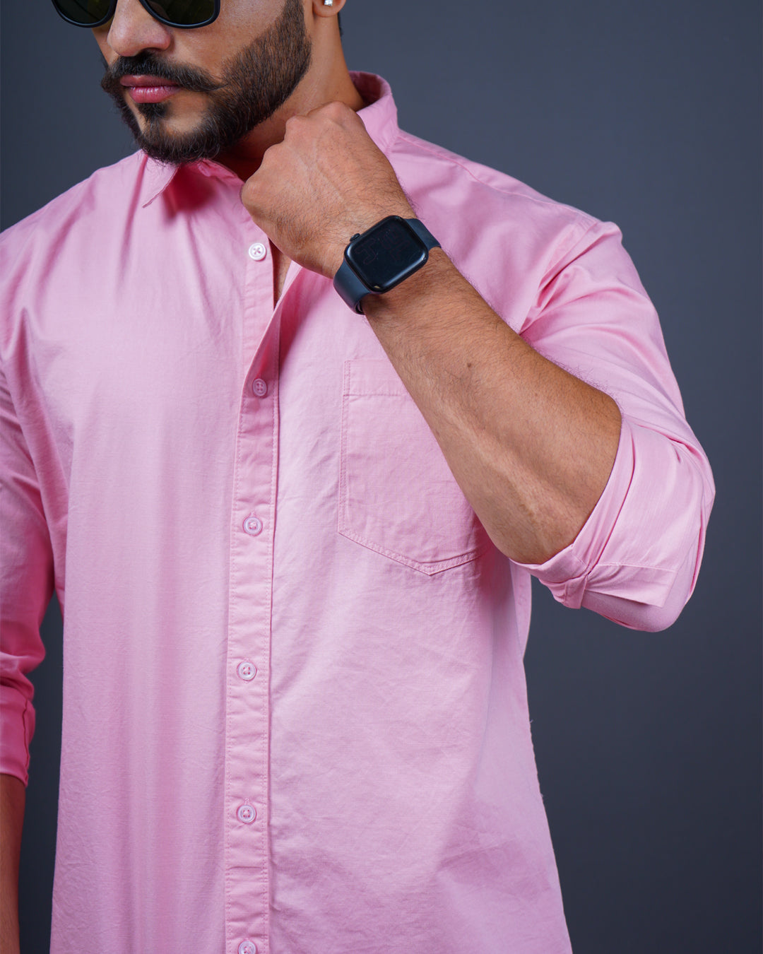 Pink color color plain casual shirt shirt for casual wear.